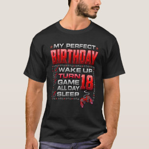 Camiseta Wake Up Turn 18 Game All Day Gamer 18 cumpleaños P