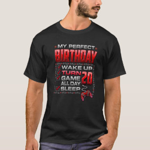 Camiseta Wake Up Turn 20 Game All Day Gamer 20Th Birthday P