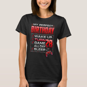 Camiseta Wake Up Turn 28 Game All Day Shirt Gamer 28th Birt