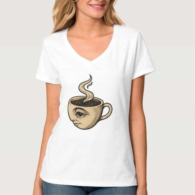 Camiseta Wake Up & Watch - Surreal CoffCup Design (Anverso)