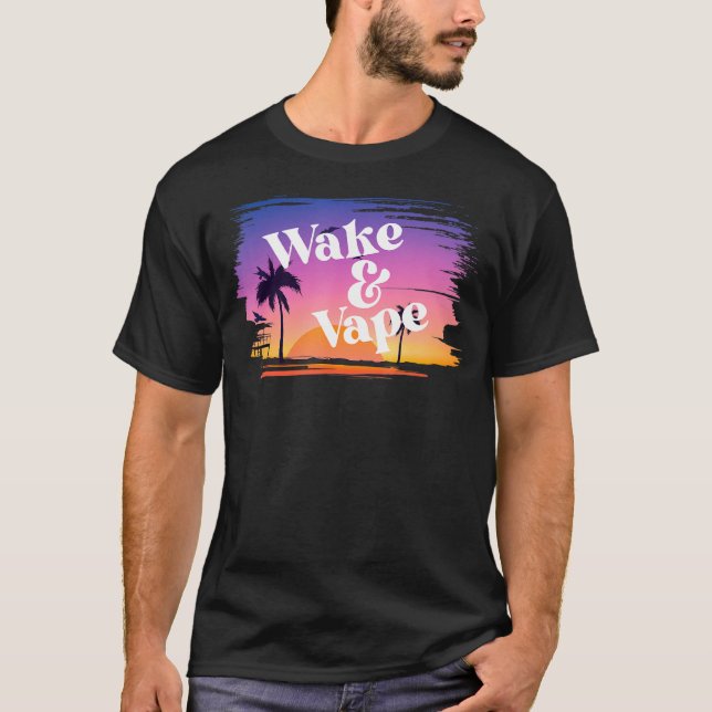 Camiseta Wake & Vape Sunrise Vaping Hobbyist & Nicotine Fi (Anverso)
