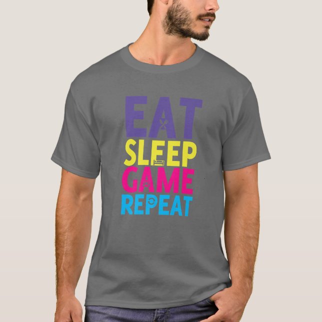 Camiseta Wakeup Eat Sleep Game Repetir juego divertido (Anverso)