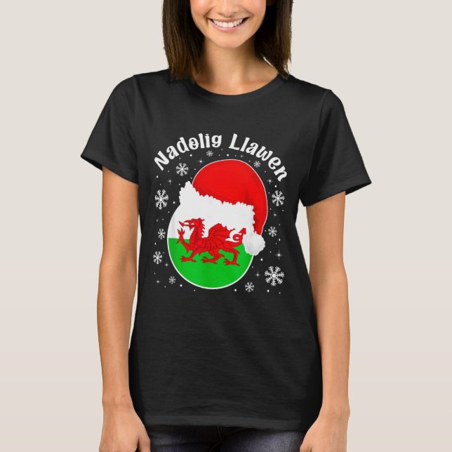 Camiseta Wales Christmas Welsh Christmas Greeting Nadolig L (Anverso)