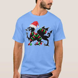 Camiseta Wales Dragon Santa Christmas Tree enciende a Welsh