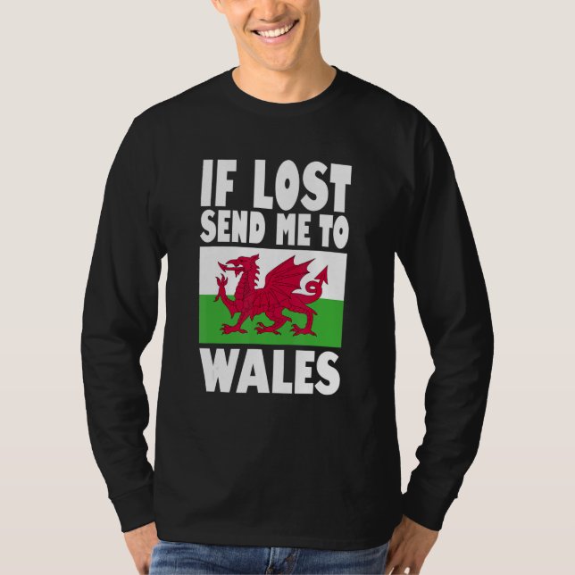 Camiseta Wales Flag Design  If lost send me to Wales (Anverso)
