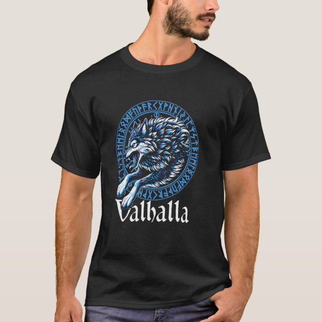 Camiseta Walhalla Wolf Wolves, compañera de Odin, Geri y la (Anverso)