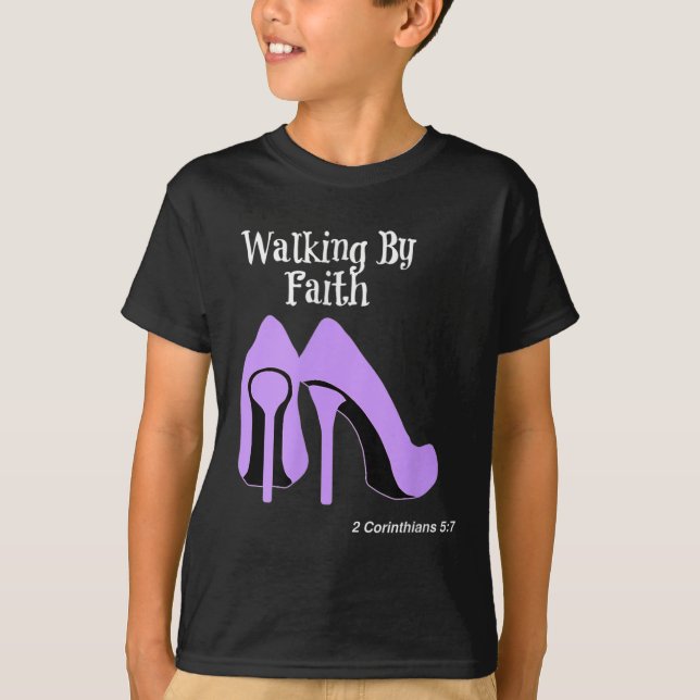Camiseta Walk By Faith Graphic Christian Design With Purple (Anverso)