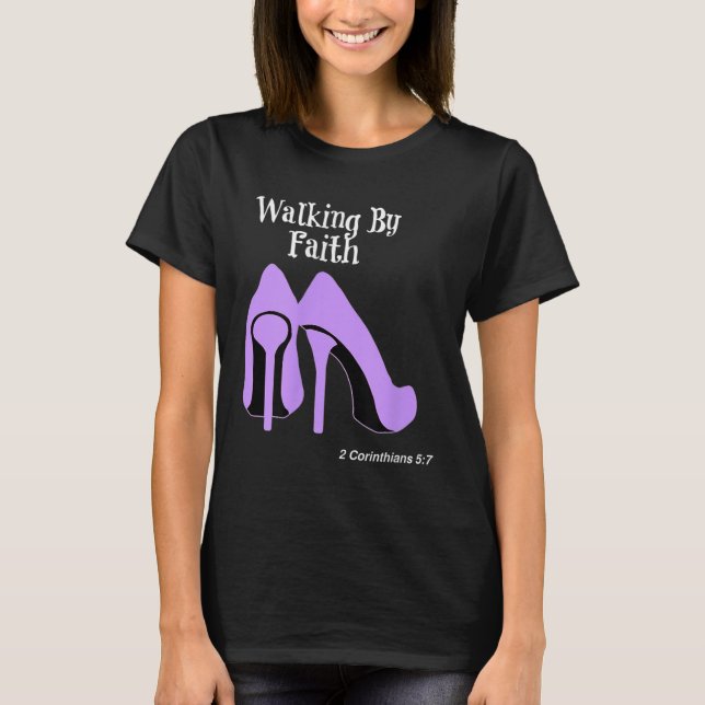 Camiseta Walk By Faith Graphic Christian Design With Purple (Anverso)