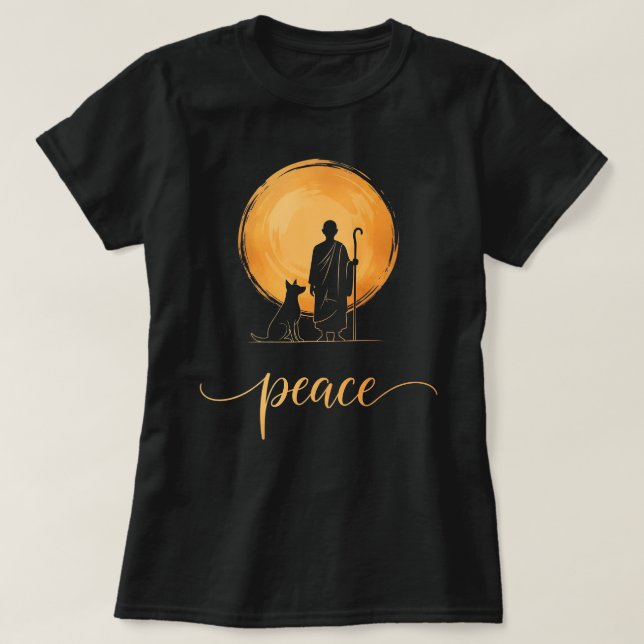 Camiseta Walk for Peace Monks with Aloka Dog (Diseño del anverso)