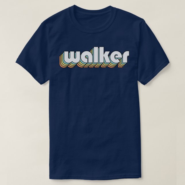 Camiseta Walker Retro Estilo de Tipografía Arcoiris Faded (Diseño del anverso)