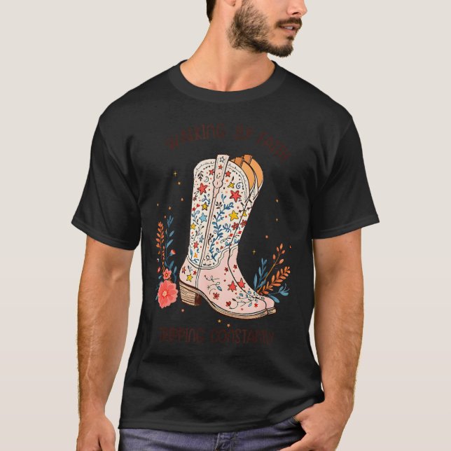 Camiseta Walking By Faith Tripng Constantly Christian Weste (Anverso)