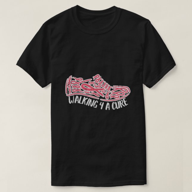 Camiseta Walking For A Cute Pink Running Shoe Breast Cancer (Diseño del anverso)