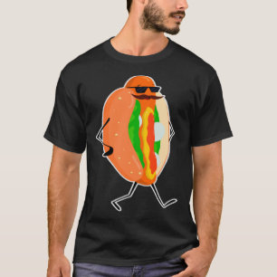Camiseta Walking Hotdog Gafas de sol Gafas de bigote Comida