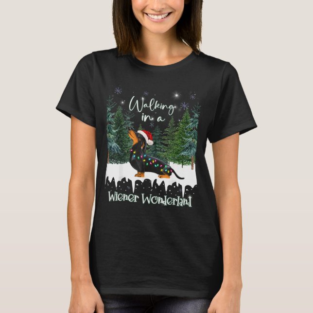 Camiseta Walking In A Wiener Wonderland Dachshund  (Anverso)