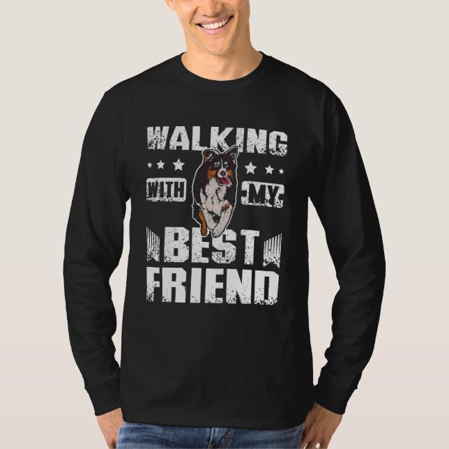 Camiseta walking with my best friend australian shepherd (Anverso)