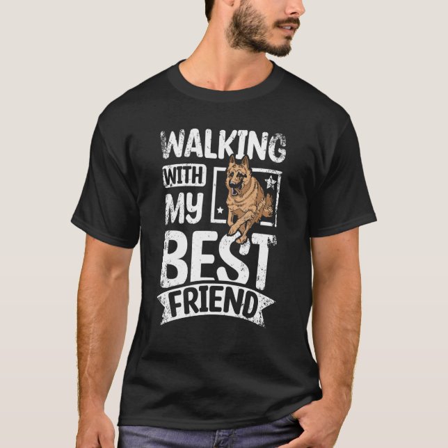 Camiseta Walking with my best friend german shepherd (Anverso)