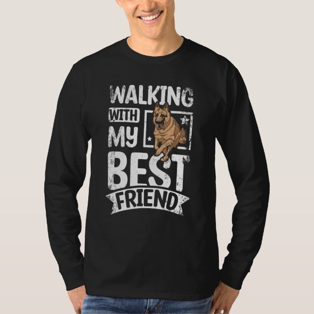 Camiseta Walking with my best friend german shepherd (Anverso)