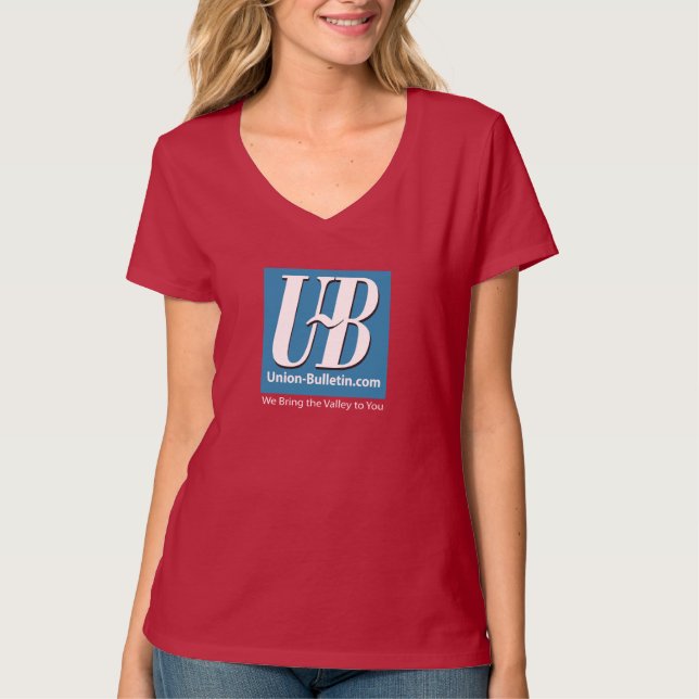 Camiseta Walla Walla Union Bulletin UB Logo de V-Cuello fem (Anverso)