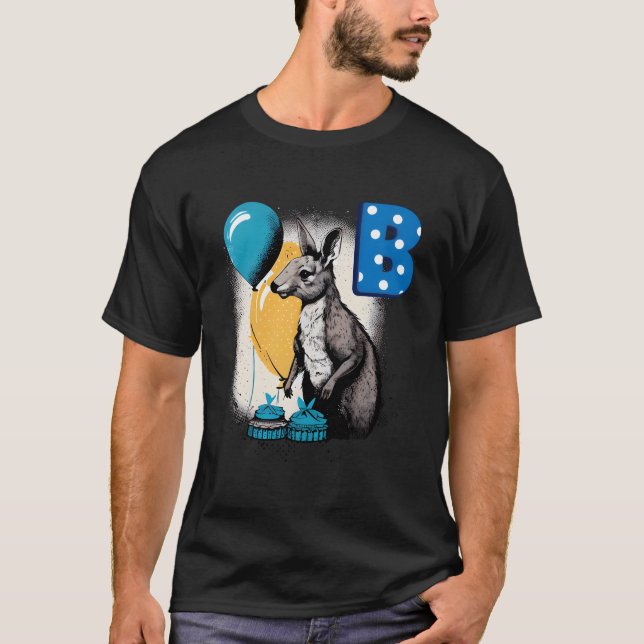 Camiseta Wallaby Adorable Con Letra Inicial B (Anverso)