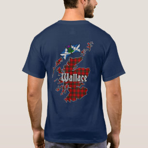 Camiseta Wallace Clan Badge & Tartan Map de Escocia