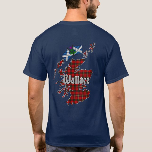 Camiseta Wallace Clan Badge & Tartan Map de Escocia (Reverso)