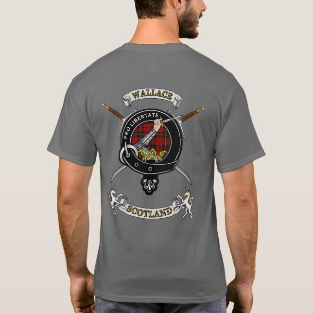 Camiseta Wallace Clan Badge Tartan & Swords (back) (Reverso)