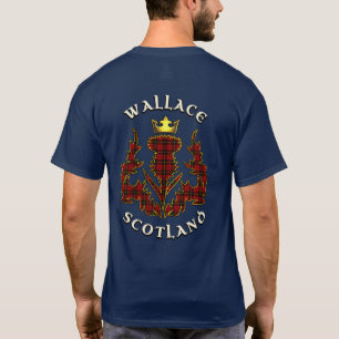 Camiseta Wallace Clan Badge & Tartán w/Motto