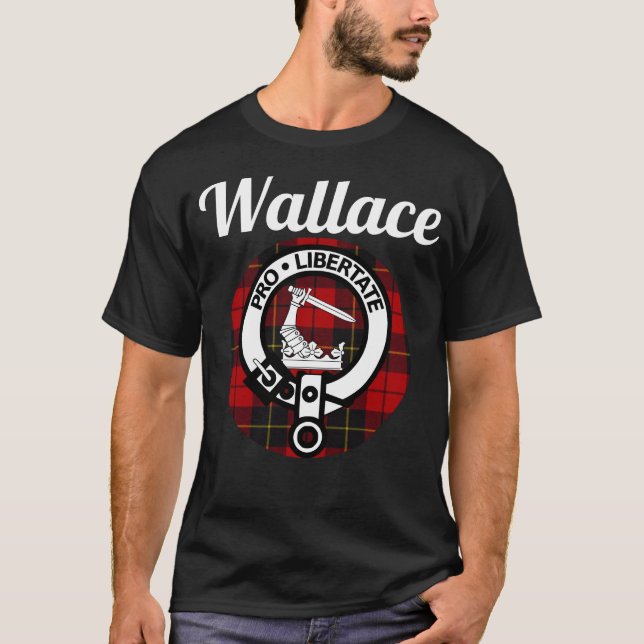 Camiseta Wallace Clan Escocia Nombre Escudo De Armas Tartán (Anverso)