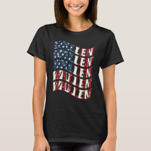 Camiseta Wallen American Flag Rojo White And Blue Merch Out