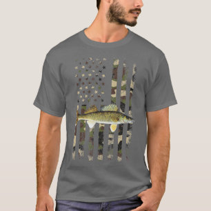 Camiseta Walleye Camo Bandera Americana pesca Walleye