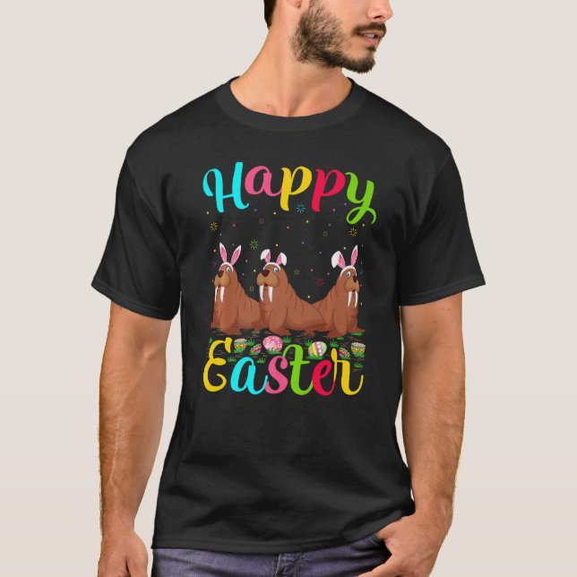 Camiseta Walrus Funny Easter Egny Bunny Walrus Feliz Pascua (Anverso)