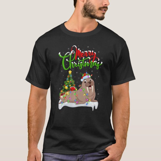 Camiseta Walrus  Xmas Decorations Santa Walrus Christmas (Anverso)