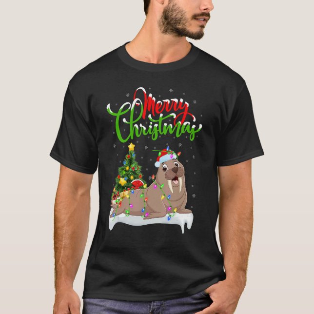 Camiseta Walrus   Xmas Decorations Santa Walrus Christmas (Anverso)
