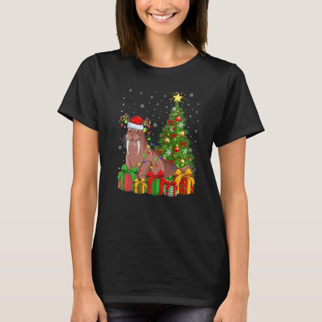 Camiseta Walrus  Xmas Holiday Santa Walrus Christmas Tree (Anverso)