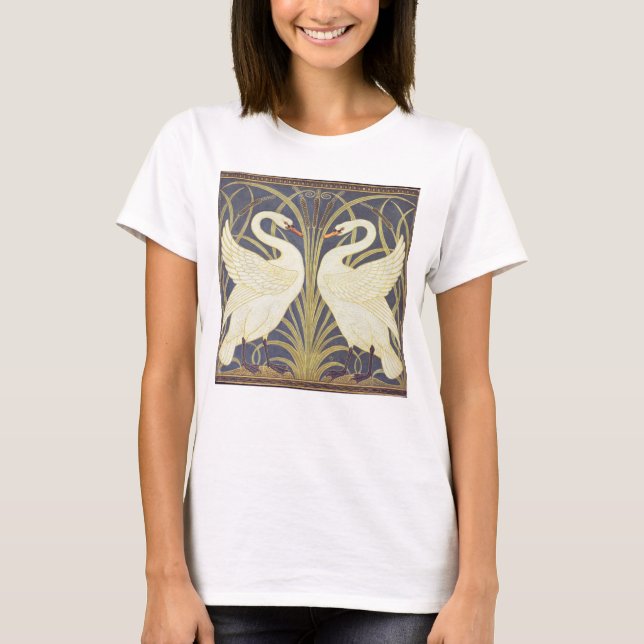 Camiseta Walter Crane Swan, Rush E Iris Art Nouveau (Anverso)
