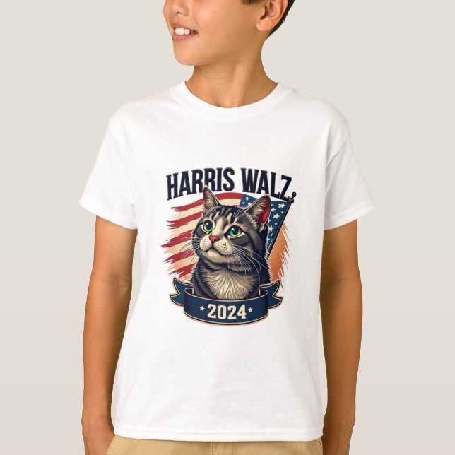 Camiseta Walz 2024 Funny Cat Kamala Harris Tim Walz (Anverso)