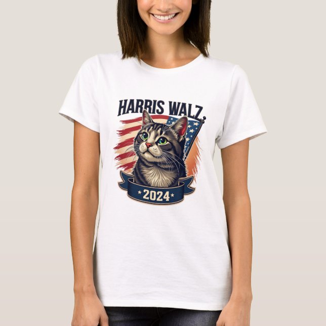 Camiseta Walz 2024 Funny Cat Kamala Harris Tim Walz (Anverso)