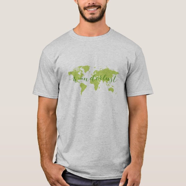 Camiseta Wanderlust, mapa del mundo (Anverso)