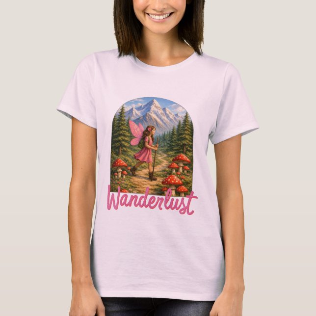 Camiseta Wanderlust Mountain Fairy Hiker Fairycore Mushroom (Anverso)