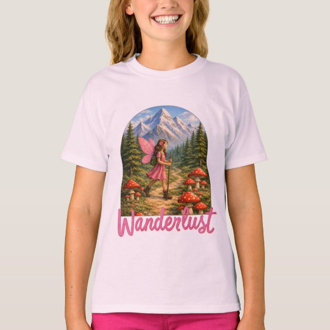 Camiseta Wanderlust Mountain Fairy Hiker Fairycore Mushroom (Anverso)