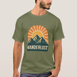 Camiseta Wanderlust Retro Blue Mountain Sunrise Outdoor Sun