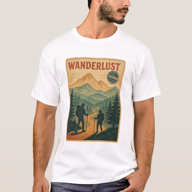 Camiseta Wanderlust - Vintage Mountain Hikers Retro Trail (Anverso)