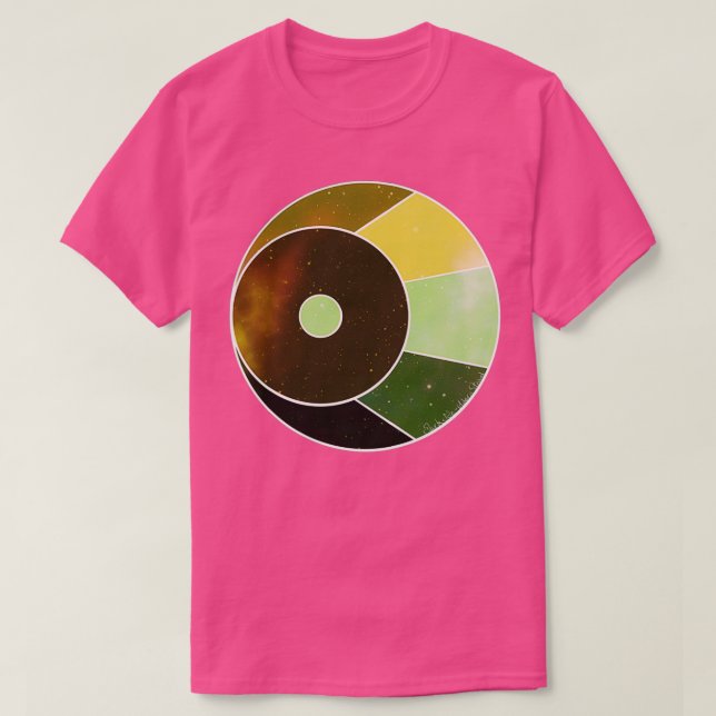 Camiseta Waning Crescent Moon verde y amarillo (Diseño del anverso)