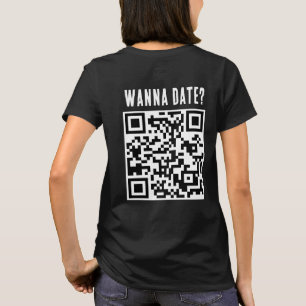 Camiseta Wanna Date Qr Code Funny Black Whilte