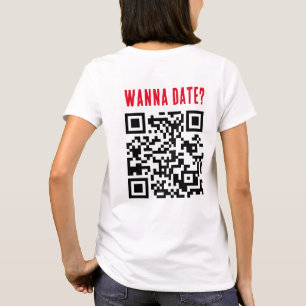 Camiseta Wanna Date Qr Code Funny Red Black