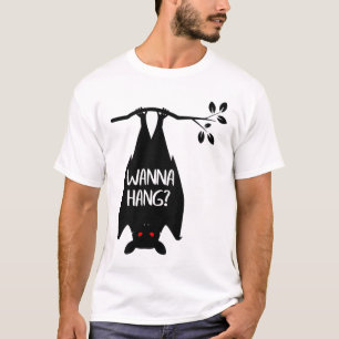 Camiseta Wanna Hang Funny Pun Bat Lover Animal Halloween Lo