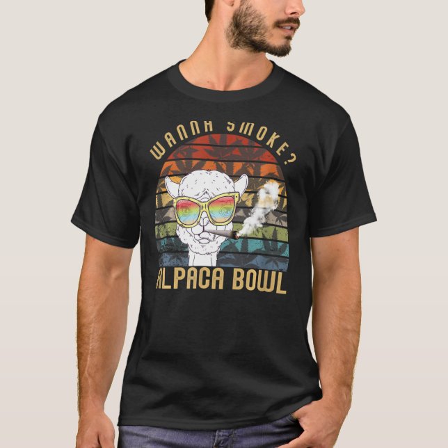 Camiseta Wanna Smoke Alpaca Bowl Funny Llama (Anverso)