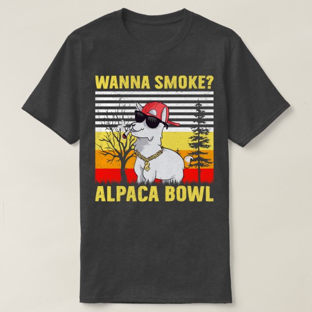 Camiseta Wanna Smoke Alpaca Bowl Vintage Retro Alpaca (Diseño del anverso)