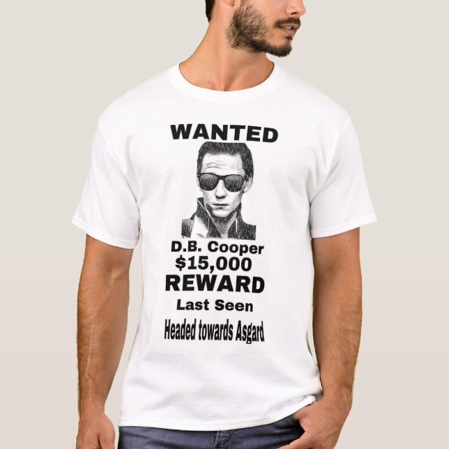 Camiseta WANTED DB Cooper of Asgard  (Anverso)