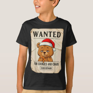 Camiseta Wanted For Cookies And Chaos Funny Bear Christmas